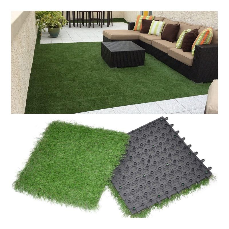 18mm 50mm Artificial Putting Green 30x30 Interlocking Grass Deck Tiles